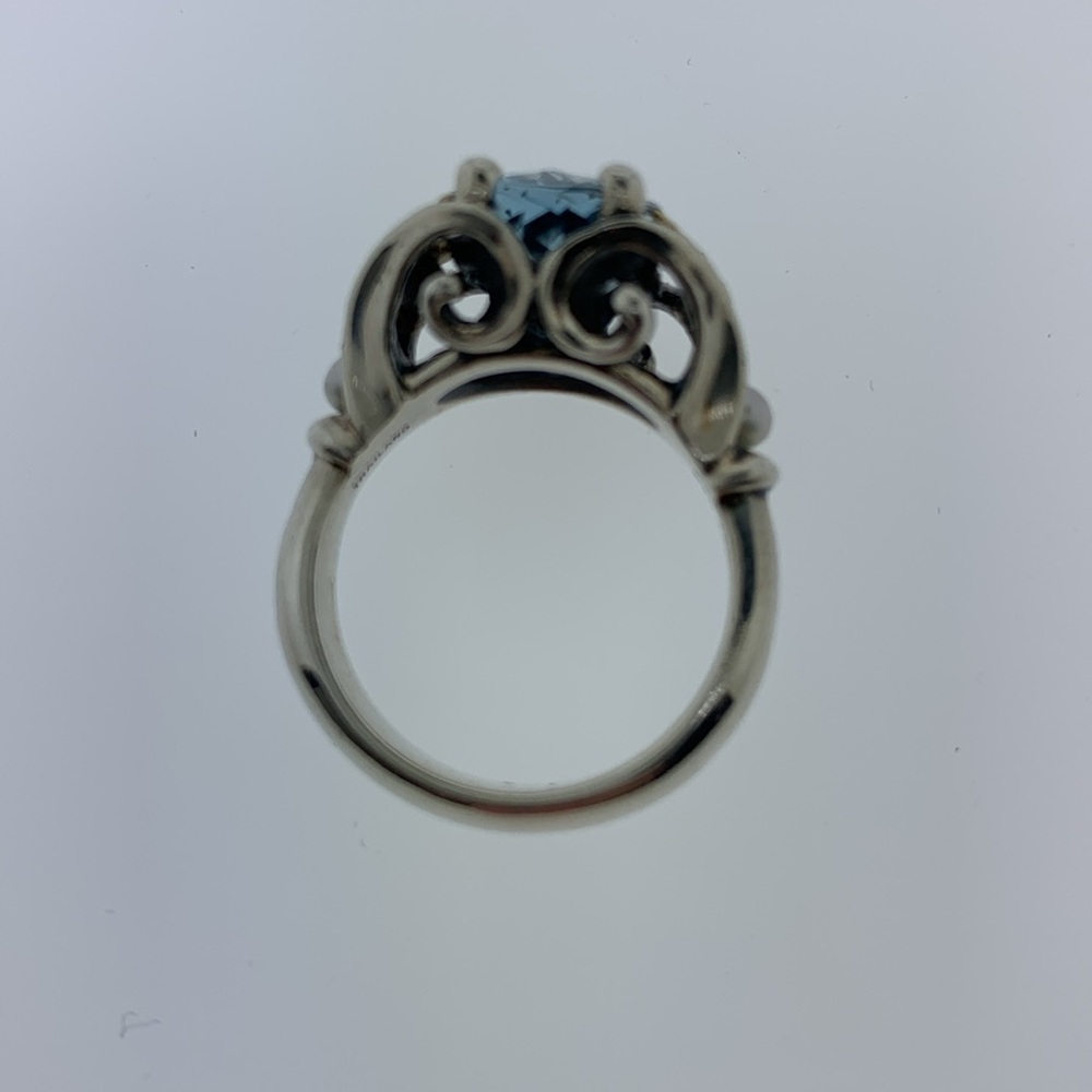 ANN KING Sterling Silver 18k Gold Butterfly Topaz & Pearl Ring Size 8 - Picture 4 of 9